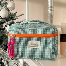 TEMU Makeup Bag Classic Retro Harajuku Large Capacity Compartment Toiletry Cosmetic Bag For S