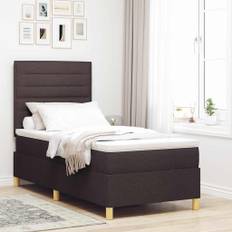 vidaXL Box spring seng med madras Mørkebrun 90 x 200 cm Stof
