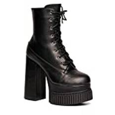 LAMODA - Brace Yourself plattform Creeper boots, EU 39, Svart PU, 39 EU