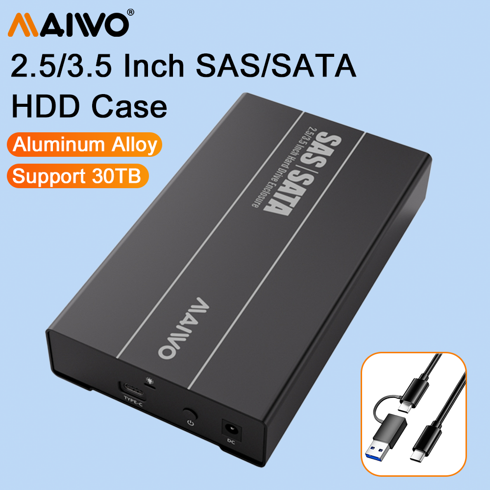 MAIWO 2.5/3.5 Inch SAS/SATA External Hard Drive Enclosure SAS/SATA HDD Case Sata to Type-C Hdd Dock Support Max 30T HDD/SSD Disk