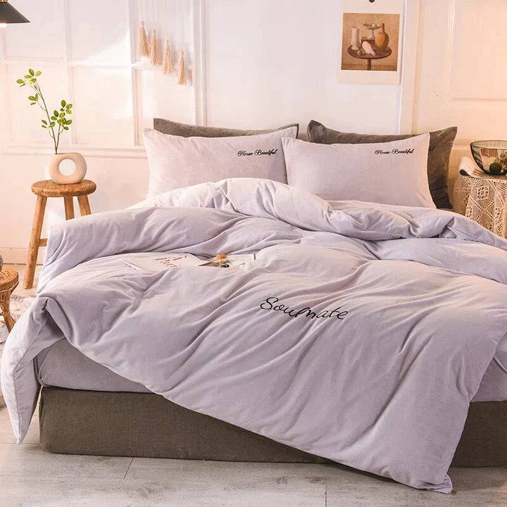 SilkCloud Sängkläder - Mysigt Fleece Sängkläder för En Oöverträffad Sömnupplevelse - 180 × 220 cm / Grå