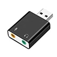 USB externa ljudkort, USB-ljudkort 3D-stereouttag 3,5 mm stereohörlurshögtalare och mikrofon för Raspberry Pi, PS4, dator, notebook, Ultrabook, surfplatta, Macbook, Plug and Play