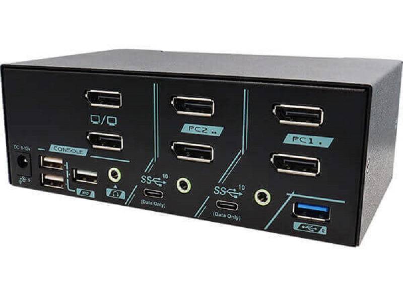 2 Ports Dual Monitor 8K DisplayPort 1.4 KVM Switch