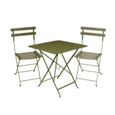 Fermob - Bistro matgrupp bord 71cm & 2 metall stolar pesto - Matgrupper utomhus