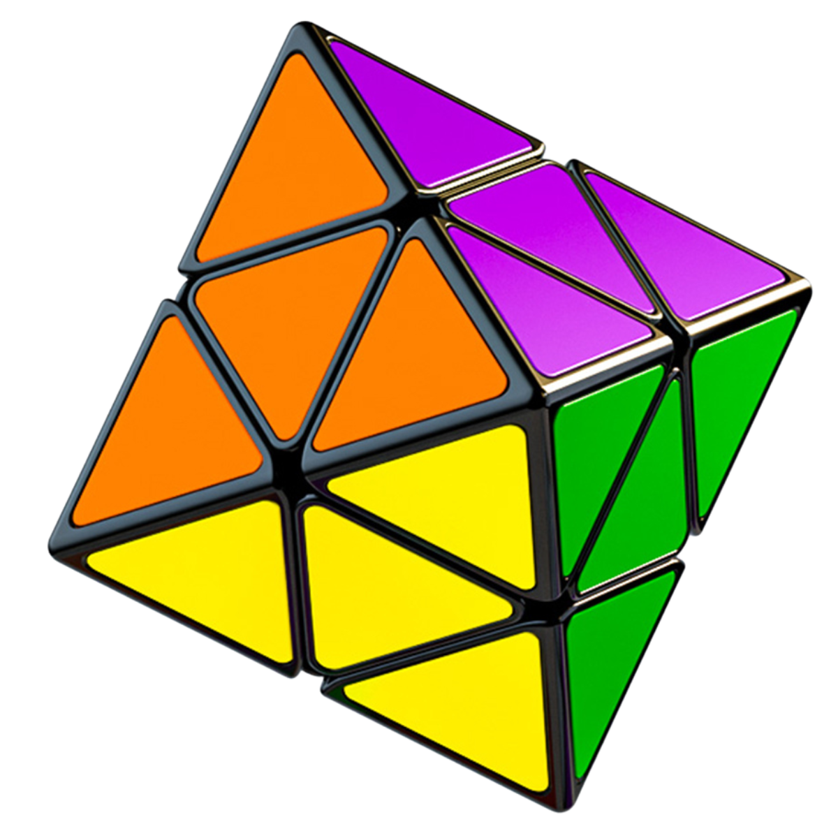 QiYi Skewb Diamond 2x2 FTO Cube Black Tiled - Face-Turning Octahedron Cube