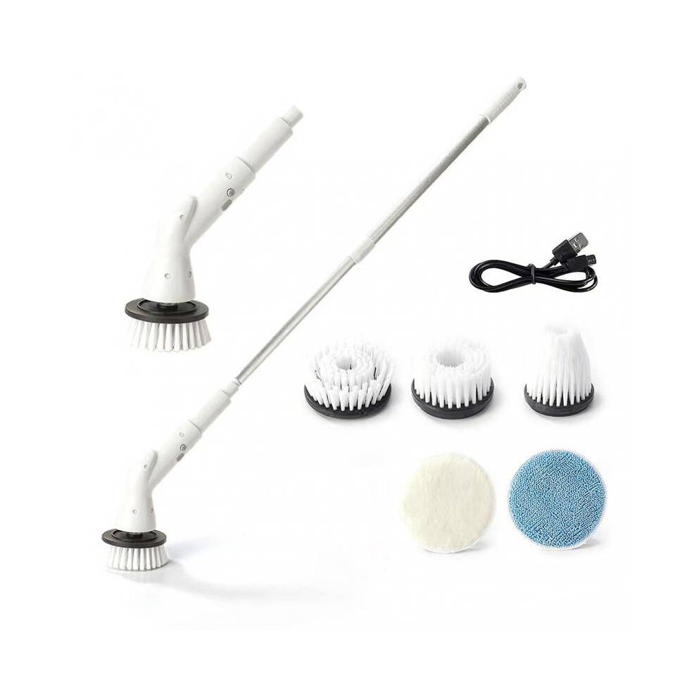 (5 Heads) Electric Cleaning Brush with 5/6 Brushhead Labor-Saving Spinnings Brush for Floor Window