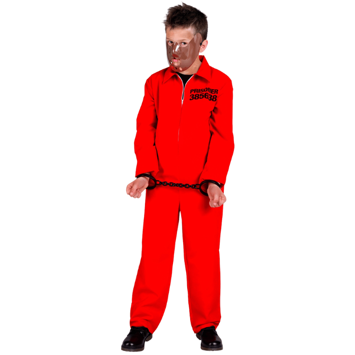 Fængselsdragt kostume rød til børn.