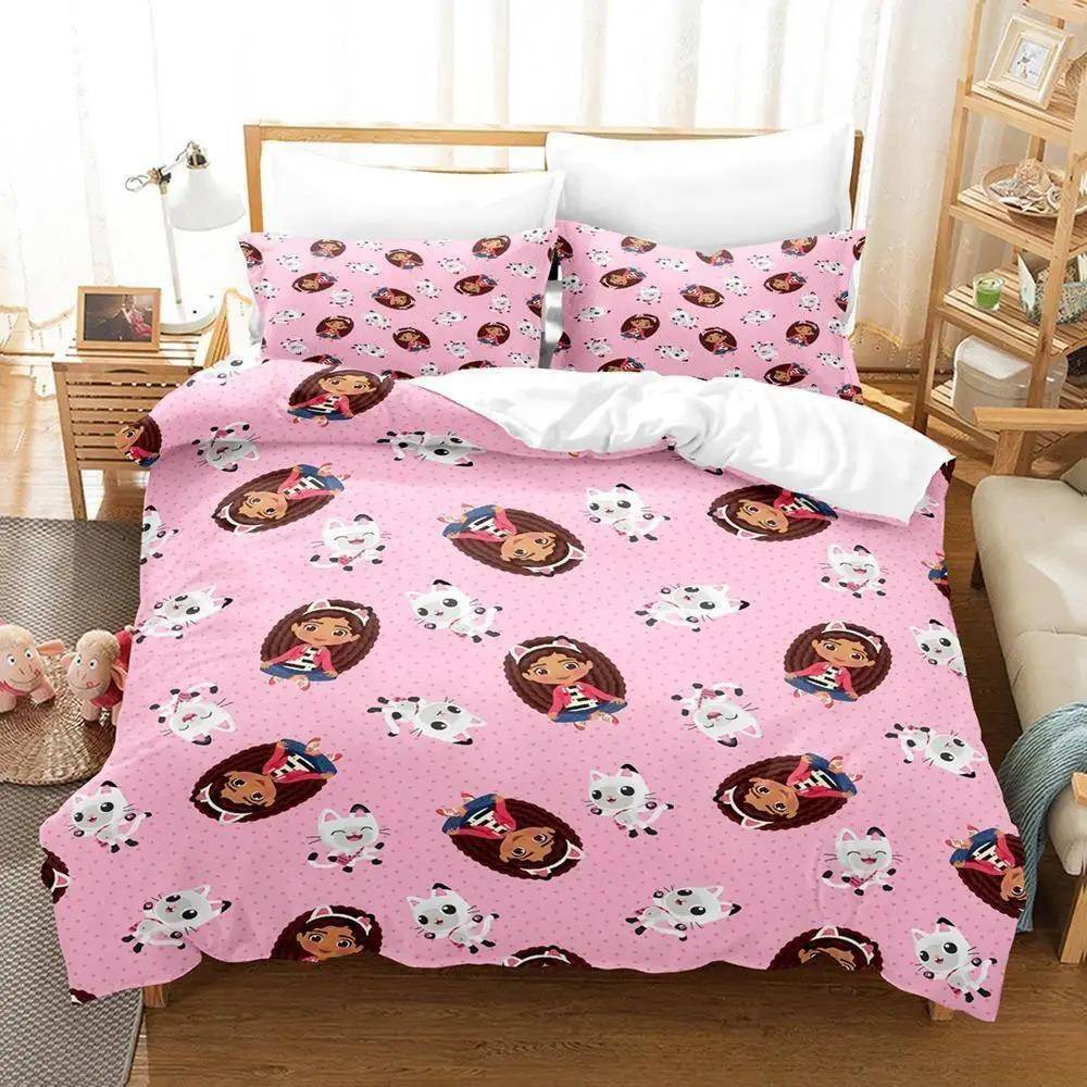 Gabbys Dockhus Sängkläder Set Enkel Twin Full Queen King Size Sängset Vuxen Barn Sovrum Påslakanset 3D Anime Lakan Set 70x133cm 2pcs