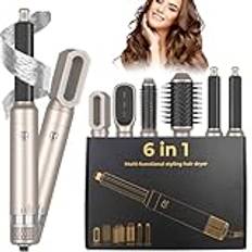 6 i 1 Airstyler & Föhnborste med automatisk luftströmsdropp med 1400w jonisk hårtork, hårtork, Auto Wrap Curly Hair Brush, plattborste för att torka, locka och räta ut håret