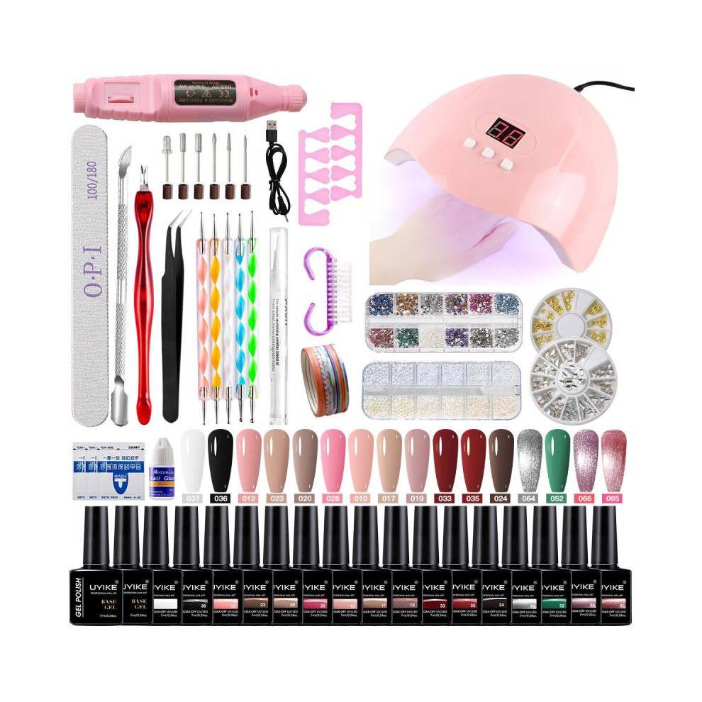 (3) Professional Nail Kit UV Light Drill Polish Remover File Set Starter All-in-One for Salon