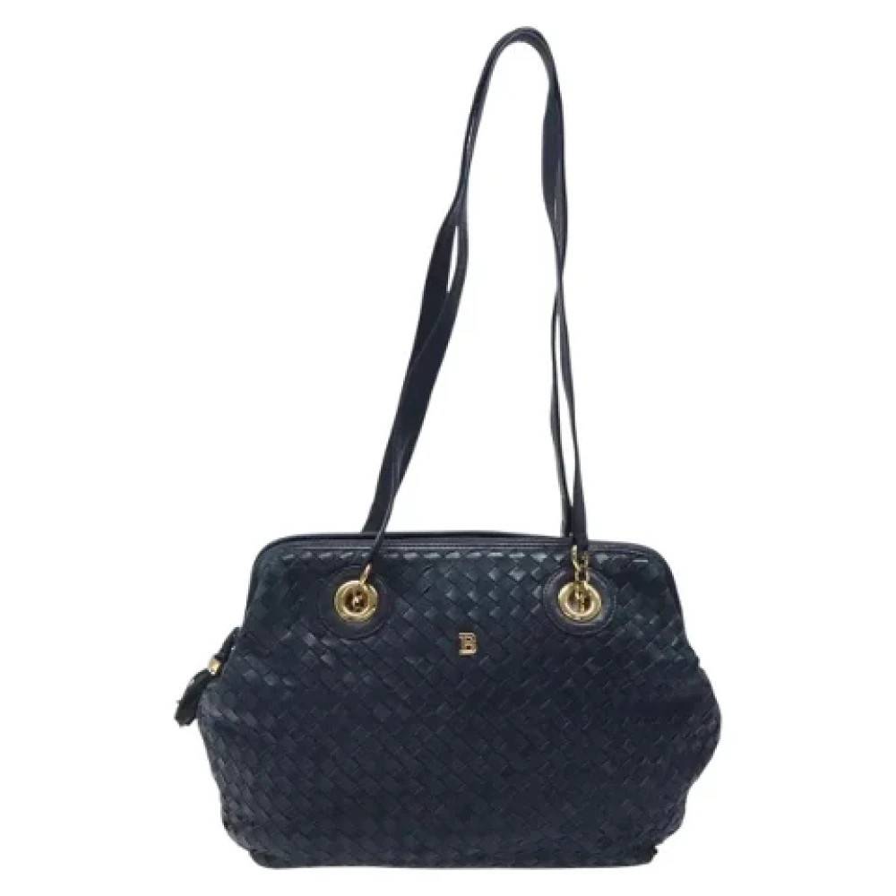 Bally Pre-owned Pre-owned Laeder skuldertasker - Vintage - Dame - Blå - ONE SIZE - Uld