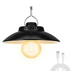 Yizhet Uppladdningsbar campinglampa - retro tältlykta, 2 belysningslägen, IPX4 vattentät, tältlampa, camping, vandring, fiske, nödsituation (1 200 mAh)