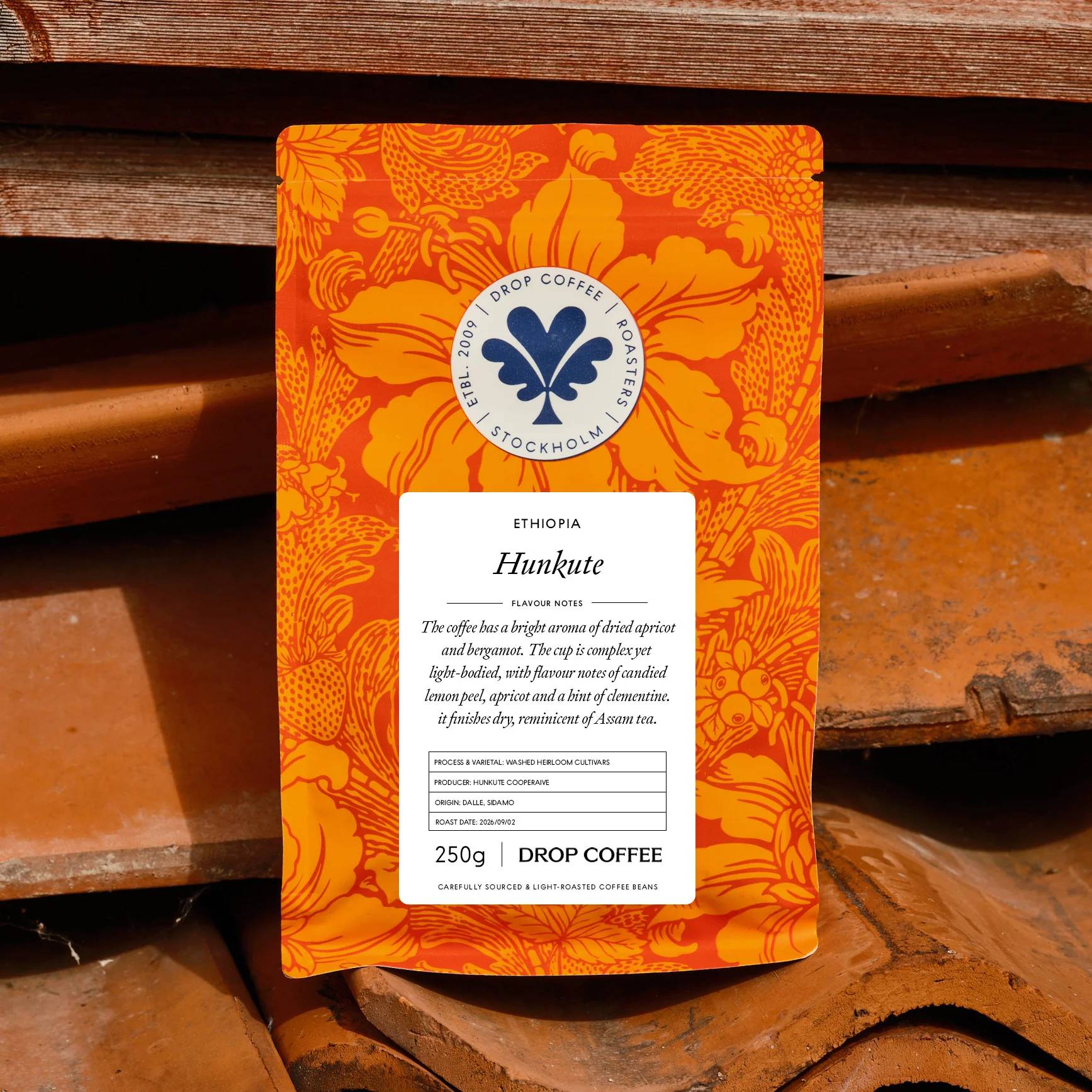 Drop Coffee -Hunkute - Washed Heirloom Cultivars - Etiopien - Ljusrostade hela kaffebönor - 250g