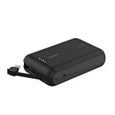 Belkin BoostCharge powerbank, bärbar powerbank med inbyggd kabel 10 000 mAh PD 20 W, snabbladda USB-C Power Delivery, iPhone snabbladdning av powerbank för iPhone 16-serien, iPad Pro, Galaxy S24,Svart