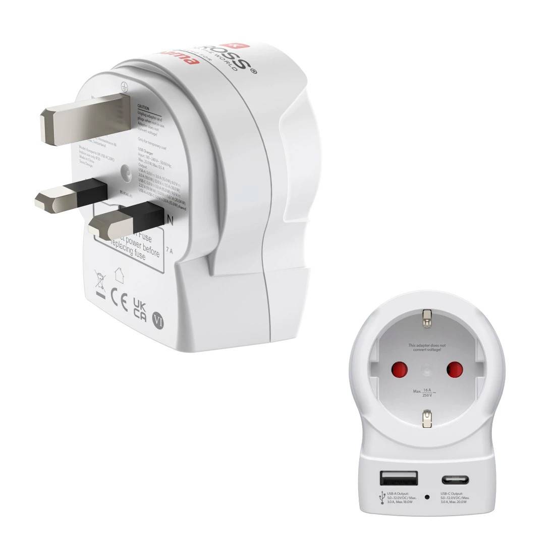Hama EU to UK strømstik adapter Type G (UK) Type C (Europlug)+Type F Hvid --> På fjernlager, levevering hos dig 04-07-2026