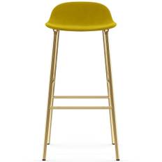 Normann Copenhagen - Form Barstool - 75 cm - Full Upholstery Steel, Chrome & Brass - Barstol - Frame: Brass / Fabric: City Velvet vol. 2 43 - L: 44 x D: 44 x H: 87 x SH: 75 cm