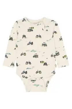 Petit Piao Star Långärmad Body - Eggnog Tractor