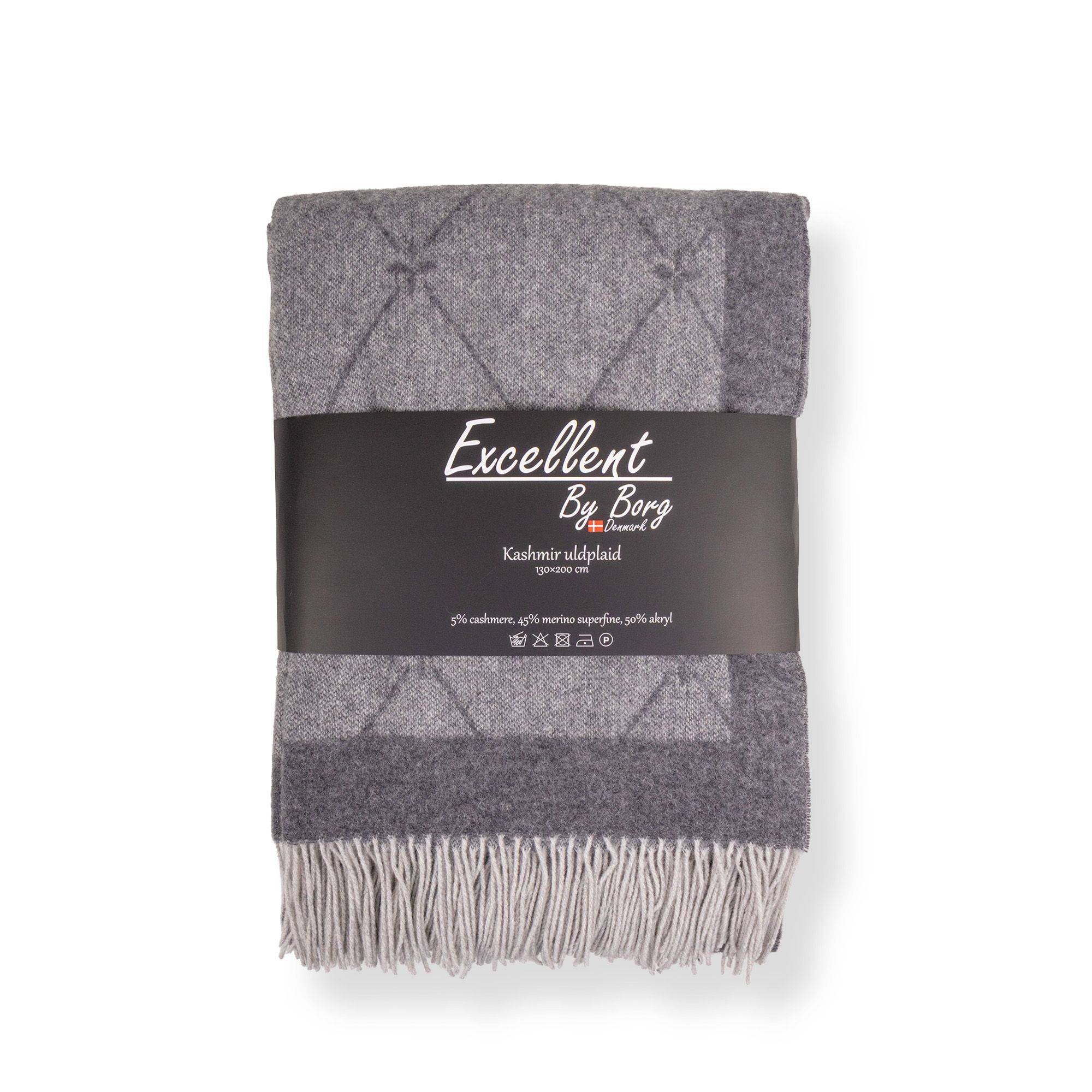 Cashmere uldplaid 130x200 cm - Toscana Perlagrigio grå plaid