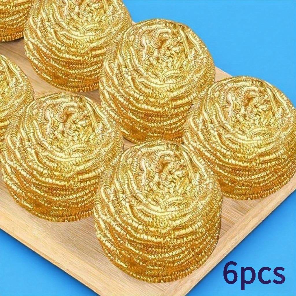 6 Copper Wire Cleaning Balls, Made Of Pure Copper, Will Not Damage . You Will Wire Ball Brush! Makes Dishwashing Easy, Suitable For Pots, Pans, Plates, Sinks, Knives, Forks, Countertop Cleaning