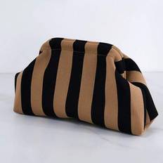 Retro Vintage Color Blocking Striped Clutch Bag, Classic Vacation Style - Black - one-size