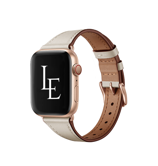 Apple Watch (42/44/SE/45/46/49mm) -  L'Empiri™ Thin Ægte Læder Rem - Elfenben