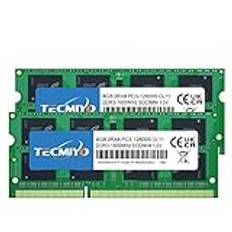 TECMIYO PC3 12800s 16 GB DDR3 1600 minne RAM KIT (2 x 8 GB) 1,5 V icke-ECC obuffrad PC3-12800s DDR3 1 600 MHz SODIMM CL11 laptop minne RAM