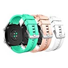 MoKo 3 Pack Straps Compatible with Huawei Watch GT5/GT5 Pro 46mm/GT4 46mm/GT3/GT3 Pro 46mm/GT/GT2 46mm/GT2 Pro/GT2e/GT Runner/Huawei Watch 4/4 Pro/3/3 Pro, 22mm Soft Silicone Replacement Band, LB/LP/W