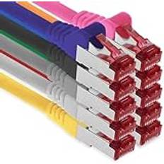 Nätverkskabel Cat 6 (0,5 m - 10 färger) Ethernet-kabel Cat-kabel Lan-kabel Cat6 (SFTP PIMF) dubbelskärmad Patchkabeluppsättning 1000 Mbit/s Internet DSL-anslutning Router Dator