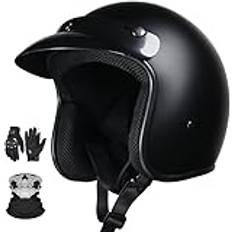 Motorcykel Jethjälm 3/4 halvhjälm öppen motorcykelhjälm med solskydd mopedhjälm för män och kvinnor för Scooter Cruiser ECE-godkännande B, L (57–58 cm) D, XXL61–62 cm