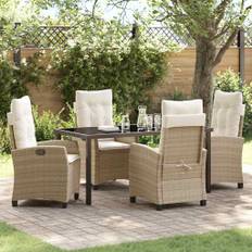 vidaXL Have Spisebordssæt 5 pcs Beige polyrattan