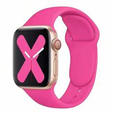 1 st unisex mjuk silikonrem med spänne, kompatibel med Apple Watch 38/40/41/42/44/45/46/49 mm, kompatibel med Apple Watch Series Ultra/SE/10/9/8/7/6/5 - Hot Pink (utan klocka) (38mm/40mm/41mm,42mm/44mm/45mm/49mm,Serie 10 42mm,Serie 10 46mm)