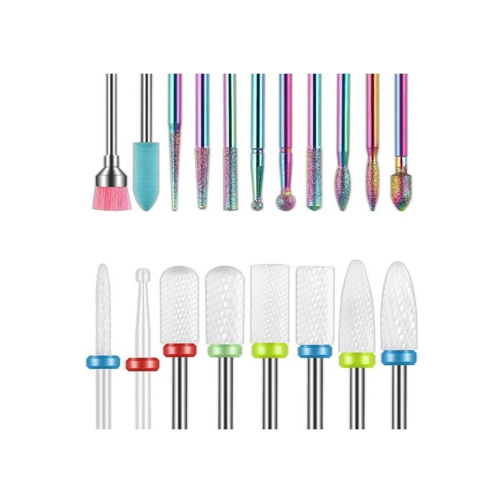 Sæt med 19 elektriske neglebor - Negle Sander Attachment - til manicure, pedicure og neglekunst