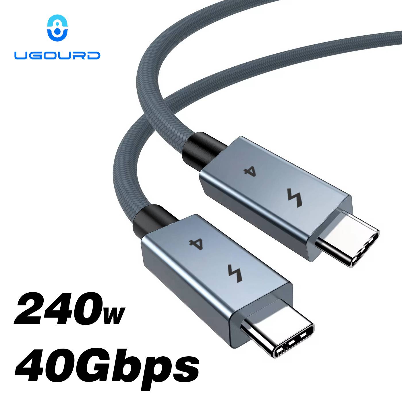 UGOURD Thunderbolt 4 Type C 40Gbps USB4 Cable 0.2m 1m 2m 3m USB C to USB C 240W Fast Charging Cable Thunderbolt3 for EGPU SSD