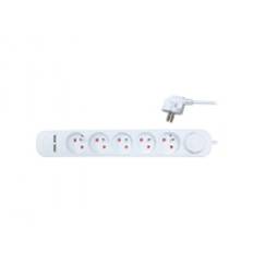 Solight extension lead, 5 sockets, USB 2.4A, white, 3 x 1mm2, switch, 3m
