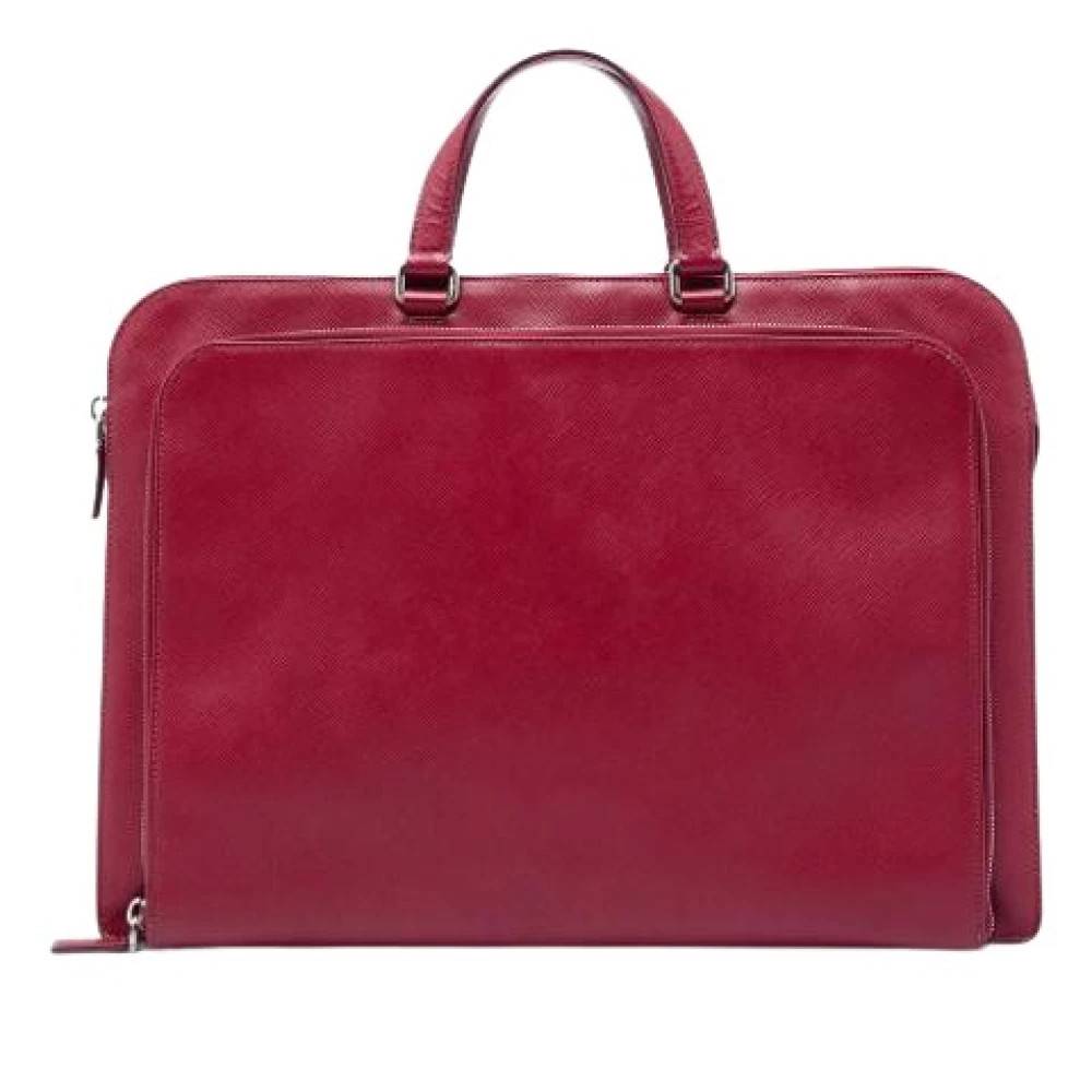Prada Vintage Pre-owned Vintage Forretningstaske - Vintage - Dame - Rød - ONE SIZE - Læder