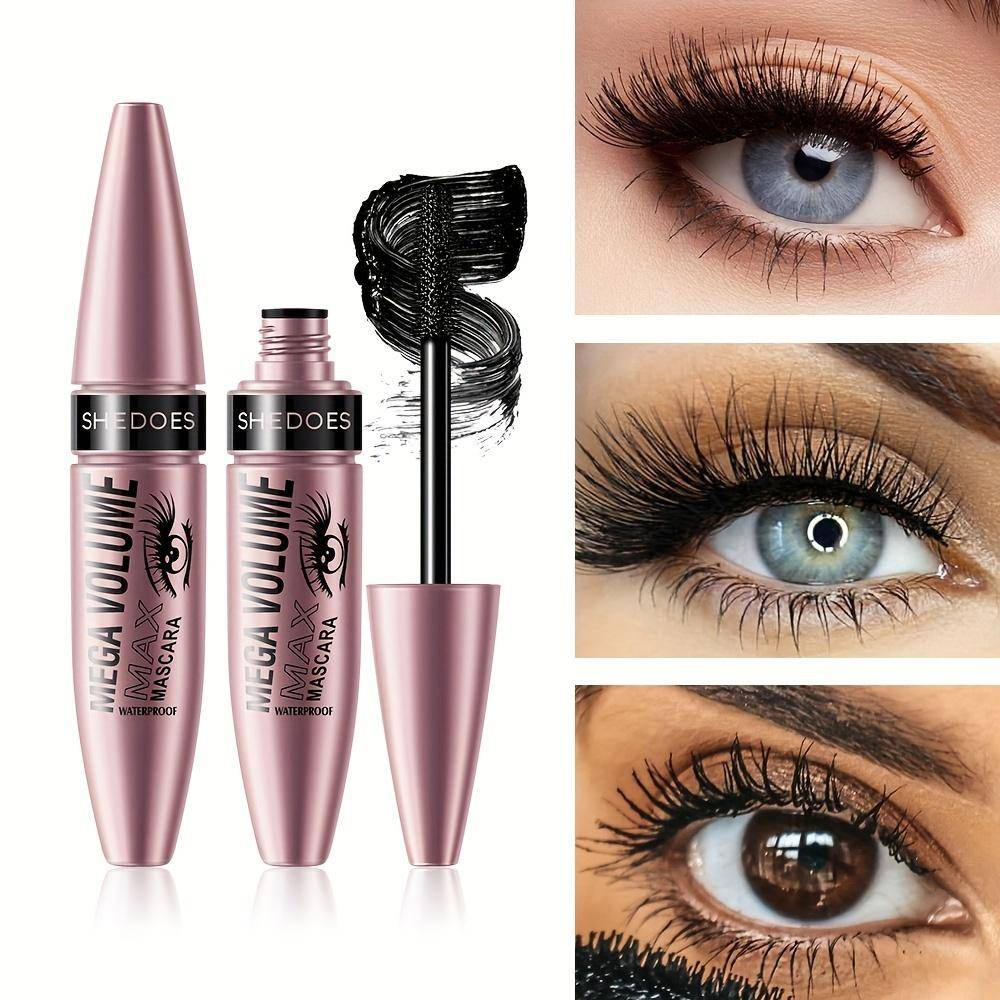 Svart Vattentät Böjande Mascara Intensiv Hållbarhet Kladdfri Svettresistent Volymgivande Förlängande Ögonfransmakeup för Hela Dagen Djärv Definition s