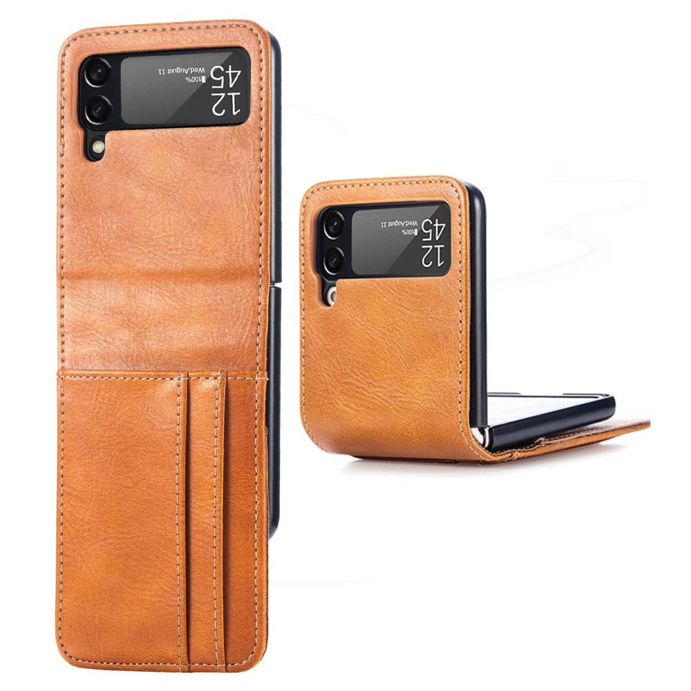 Samsung Galaxy Z Flip4 5G Portable Wallet Phone Cover- Brun