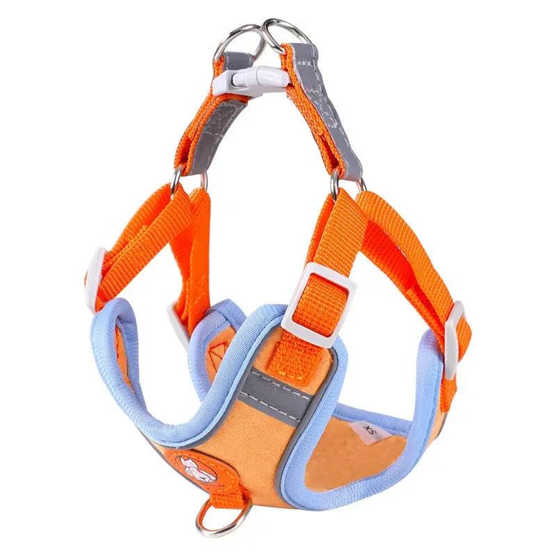 Breathable Reflective Dog Harness - Adjustable for Small Dogs & Puppies - Orange / S (S)