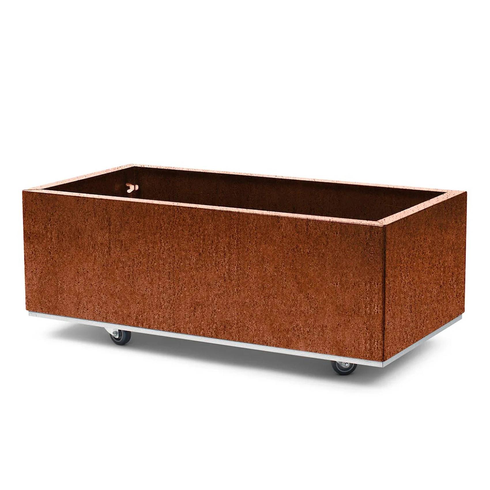 BEDD odlingslåda med hjul/ben - 80x40x25 cm, naturrost - Brun