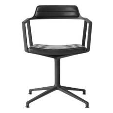 Vipp 452 Snurrstol Med Fötter - Svart Aluminium/Svart Läder