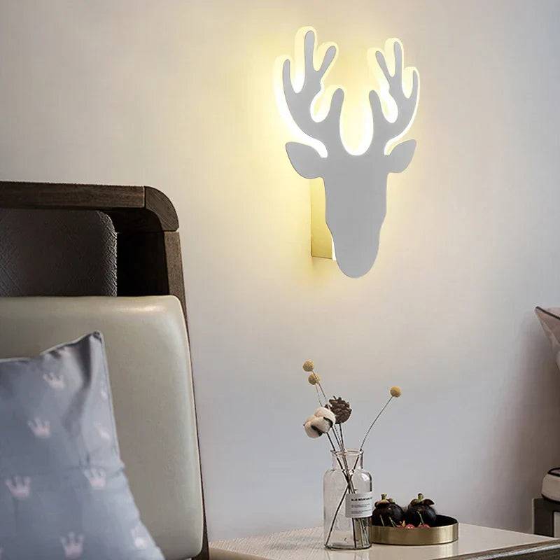LuminousDream – Modern LED Vägglampa för Atmosfär - Hertenkop Wit / Trikolor Ljus