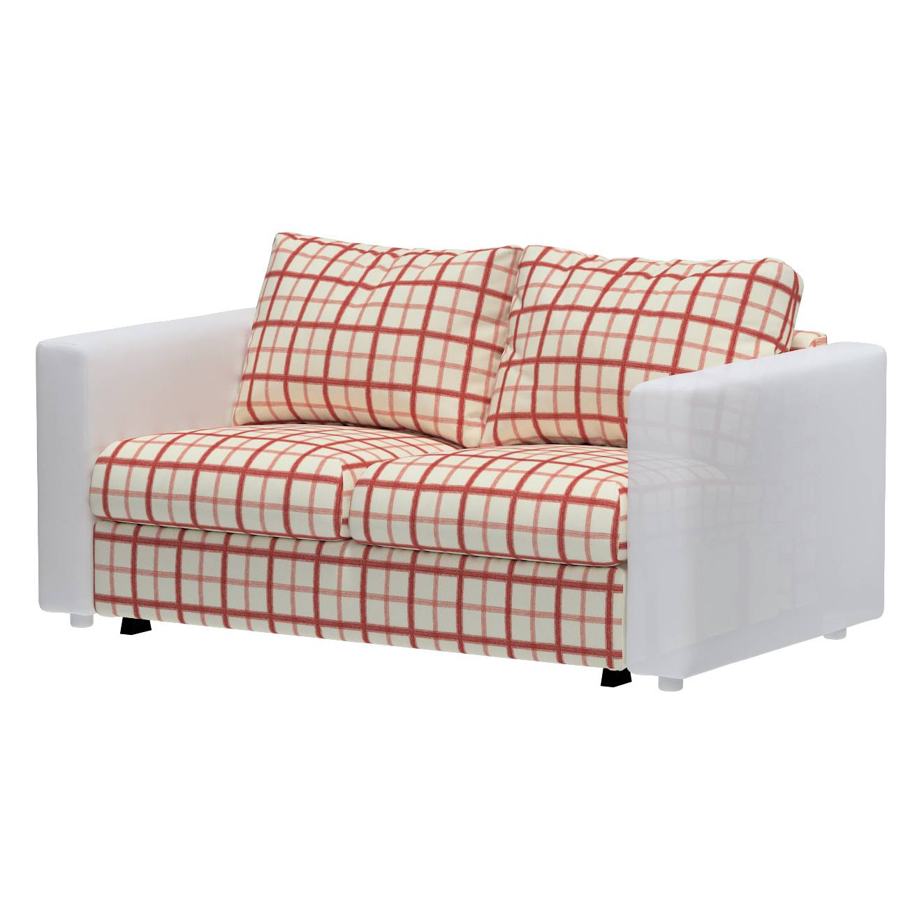 Vimle betræk 2-pers. sovesofa u.armlæn, Røde tern, creme baggrund, 160 x 98 x 83 cm, Avinon