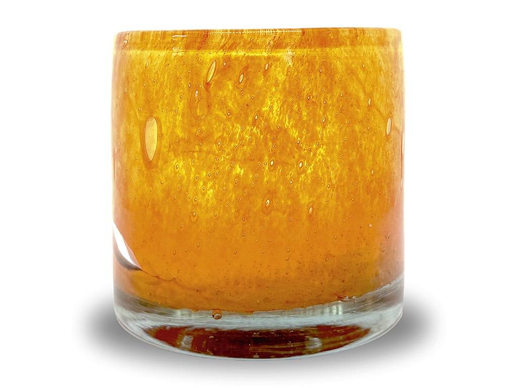 Lysestage Ø9x10 AYLA Orange Mundblæst.