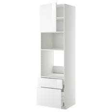 METOD / MAXIMERA högskåp f ugn/mikro m dörr/2 lådor, vit/Ringhult vit, 60x60x220 cm