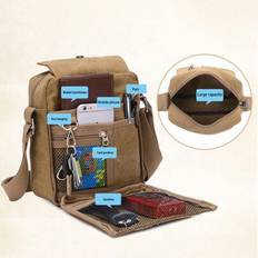 Men's Canvas Messenger Bag: Stylish Shoulder Bag With Multiple Pockets - Perfect For Outdoor Travel! Purse Vintage Side Bags For Men - Multicolor - Black,Grey,Dark Blue,Brown,Army Green,Khaki