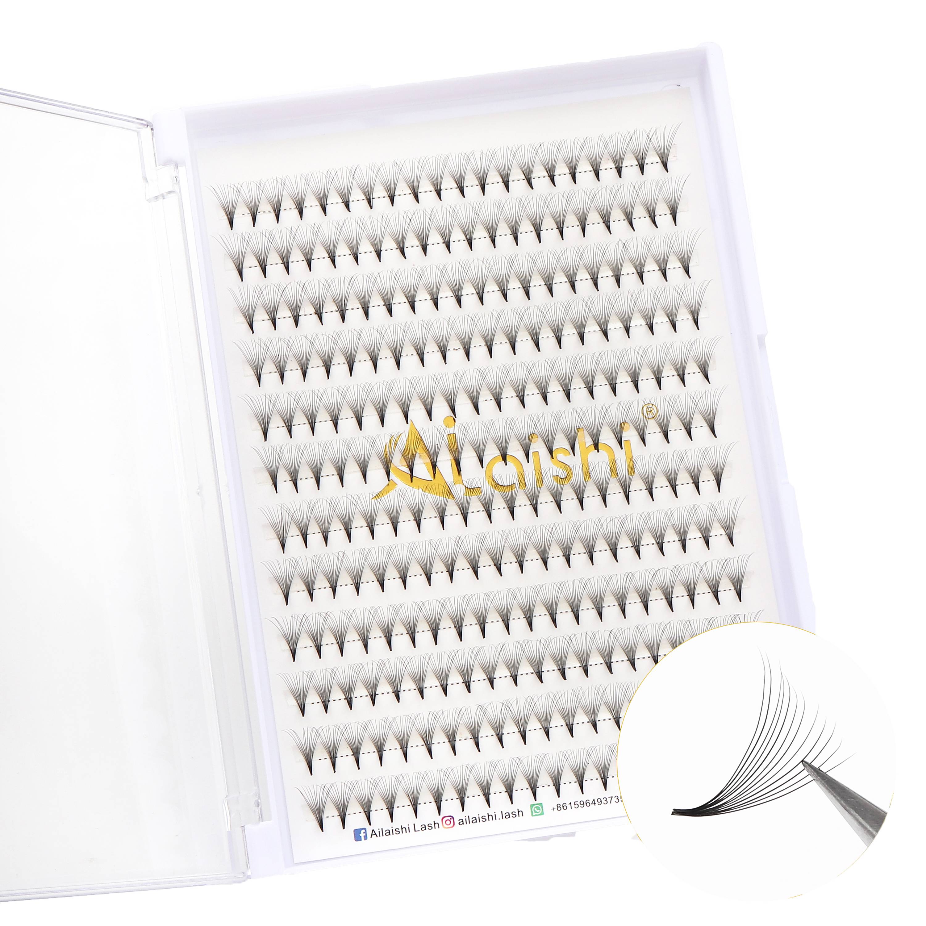 Wholesale OEM Large Tray 240 Fans 3D 5D 6D 10D 12D 15D 20D Heat Bonded Volume Premade Fans Lashes 0.07 Fanned Eyelash Extension