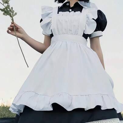 1 st klassisk brittisk traditionell maid-outfit anime cosplay cafébutler-kostym - Svart (M,S,XS,XXS)