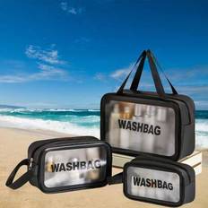 3pcs Travel Organizer Set: Makeup Bag, Travel Bag, Cosmetic Bag, Casual Large Capacity Makeup Bagtravel Essentials For Vacation Summer Holiday Back To - Black - one-size