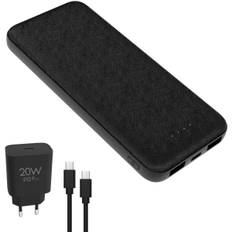 Platinet Powerbank 10000mAh - Inkl 20W USB-C vægoplader & kabel - Sort