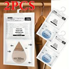 TEMU 2/4/6pcs Power-free Hanging Dehumidifier Bags - 16.91oz Drying Agent, 90-day Absorption, Reusable Plastic Dehumidifiers With Hooks, For Wardrobes, Bedrooms, Bathrooms, Dehumidifier For Bedroom